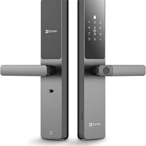 ezviz smart lock, 7 in 1 keyless entry door lock, with fingerprint access – secure keyless entry, multiple unlock options (dl05 grey)
